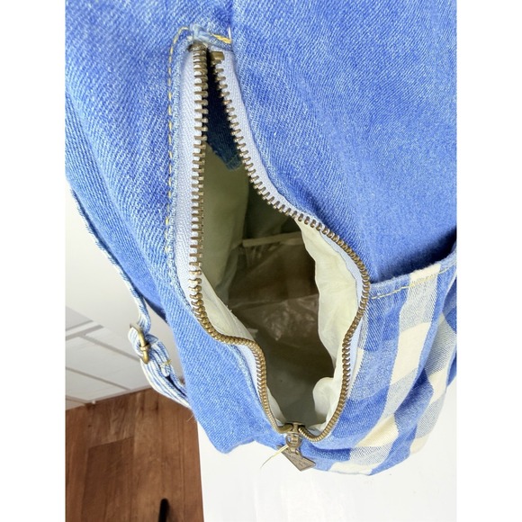 Vintage Baby Guess Denim Gingham Backpack Purse Y2K Rare Logo Bag Blue - Picture 11 of 16